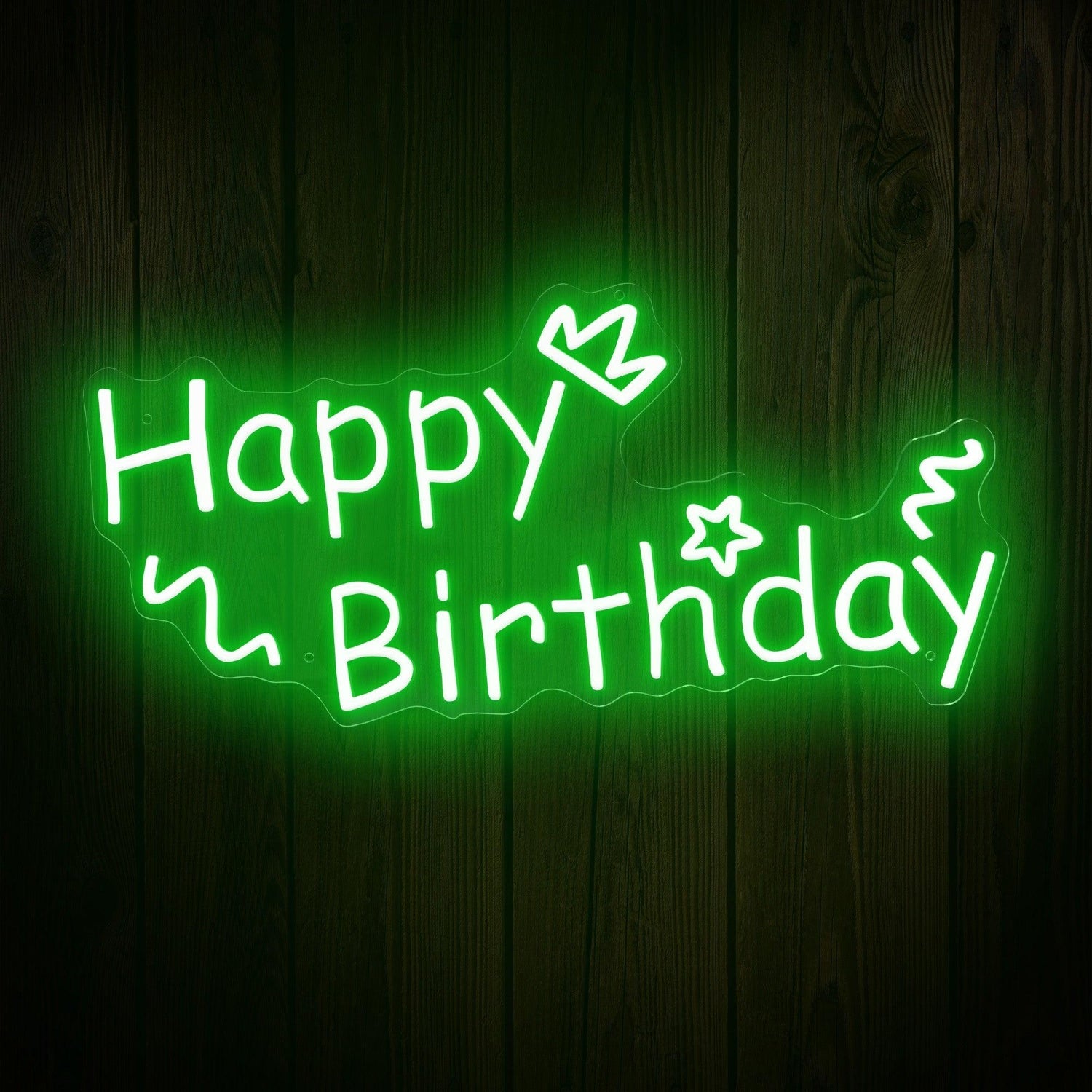 Warm White Happy Birthday Hearts Stars Swirls Led Neon Sign For Indoor Party Decor | Shineneon