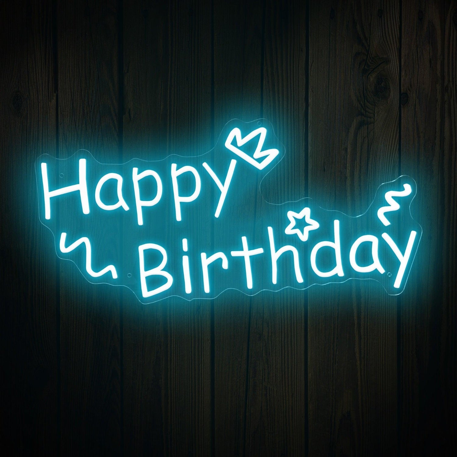 Warm White Happy Birthday Hearts Stars Swirls Led Neon Sign For Indoor Party Decor | Shineneon