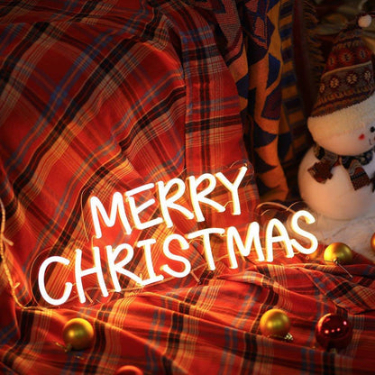 Warm White Merry Christmas Led Neon Sign Festive Indoor Holiday Decor | Shineneon