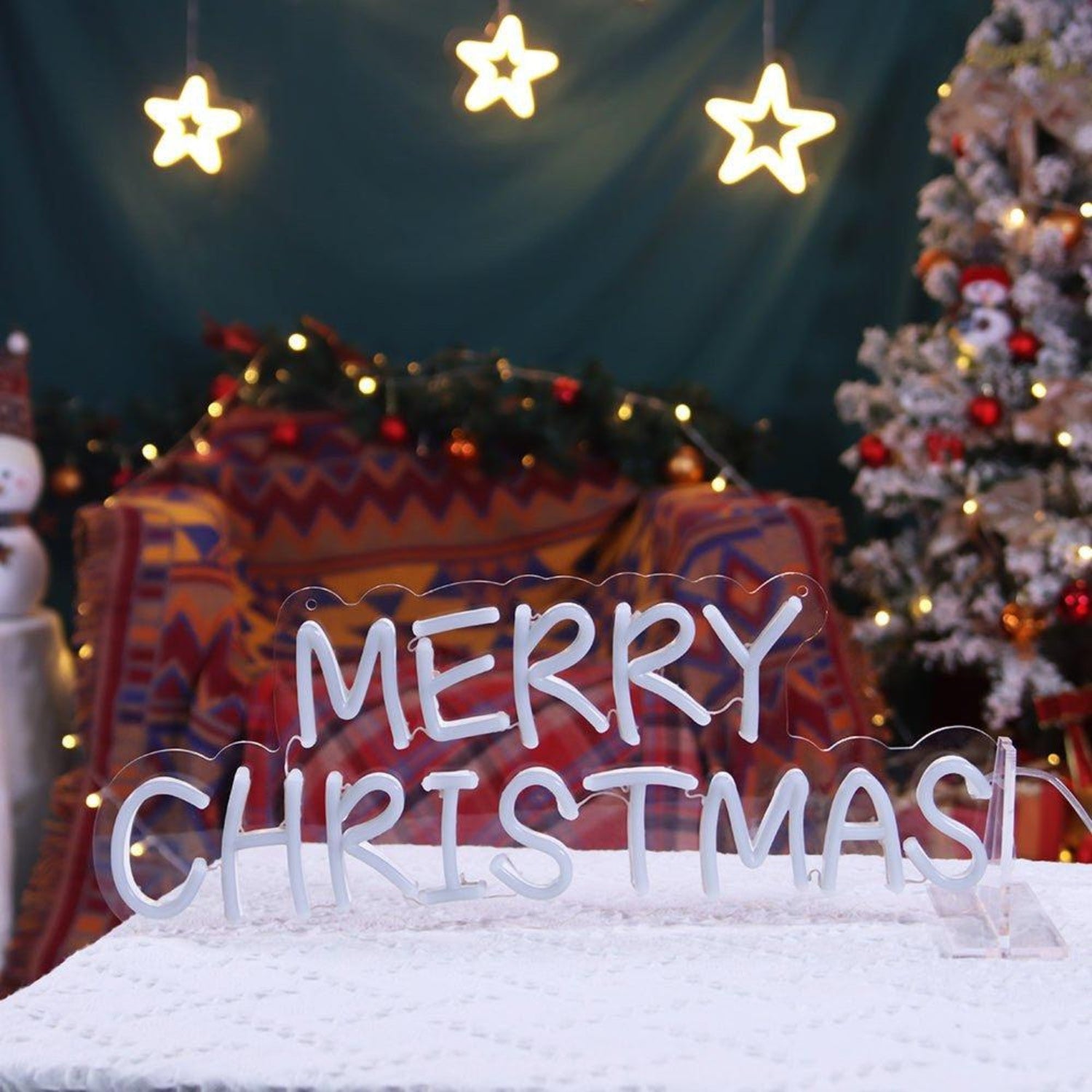 Warm White Merry Christmas Led Neon Sign Festive Indoor Holiday Decor | Shineneon