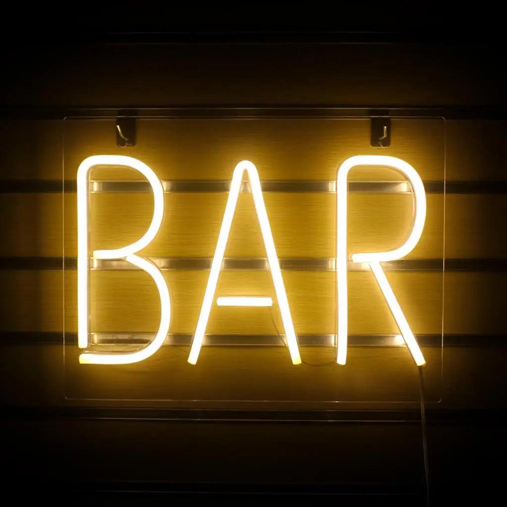 Warm Yellow Bar Clean Line Led Neon Sign For Bar Wall Decor 1 | Shineneon