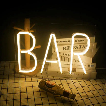Warm Yellow Bar Clean Line Led Neon Sign For Bar Wall Decor 1 | Shineneon