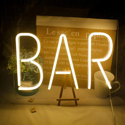 Warm Yellow Bar Clean Line Led Neon Sign For Bar Wall Decor 1 | Shineneon