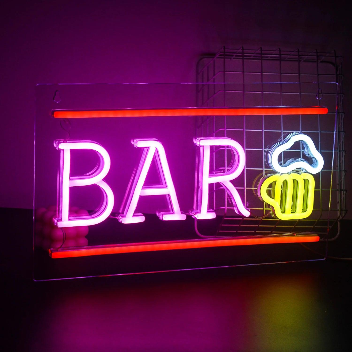 Warm Yellow Bar Clean Line Led Neon Sign For Bar Wall Decor | Shineneon