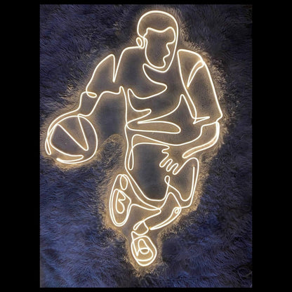 Warm Yellow Basketball Player Silhouette Led Neon Sign For Sports Decor | Shineneon