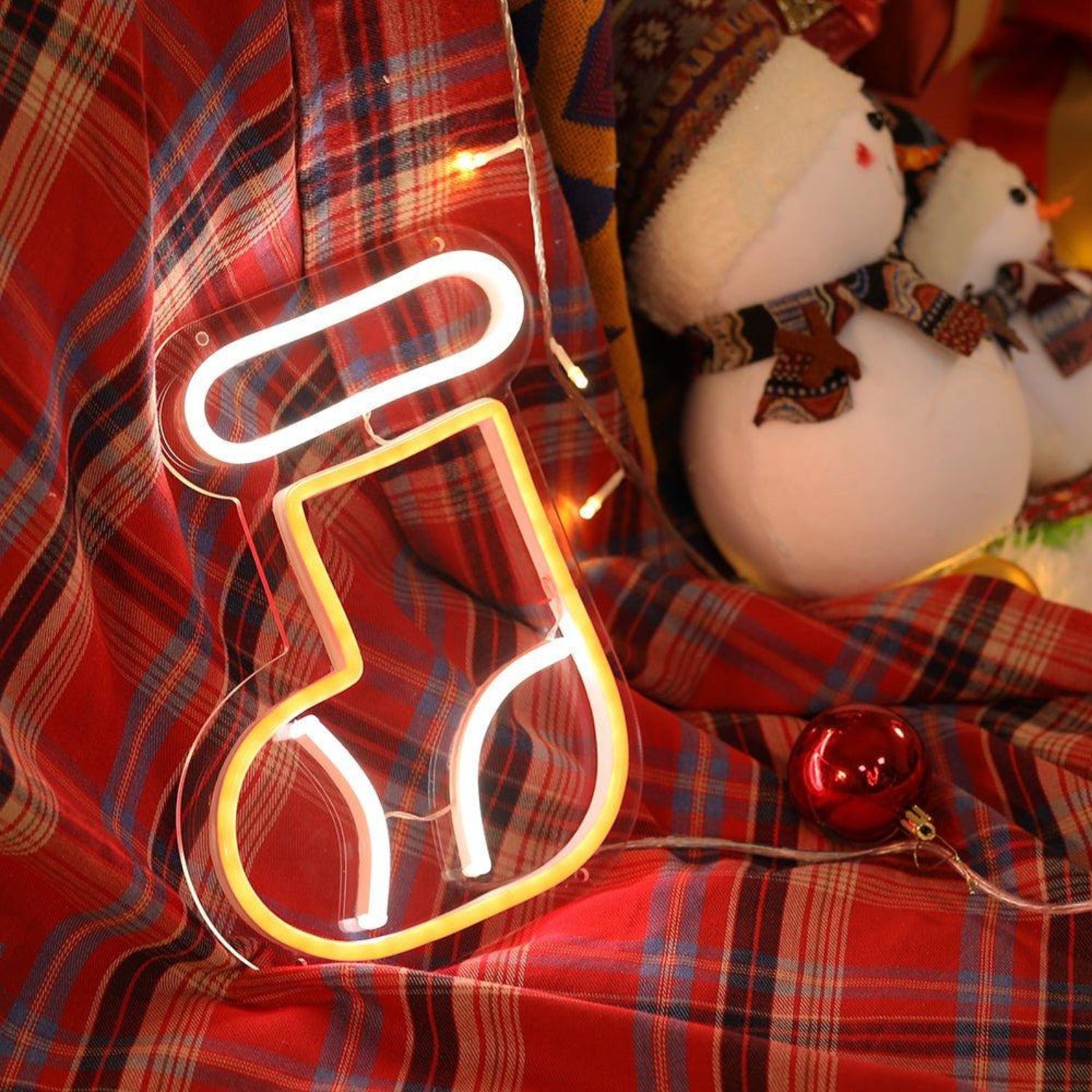 Warm Yellow Christmas Stocking Led Neon Sign For Indoor Holiday Decor | Shineneon