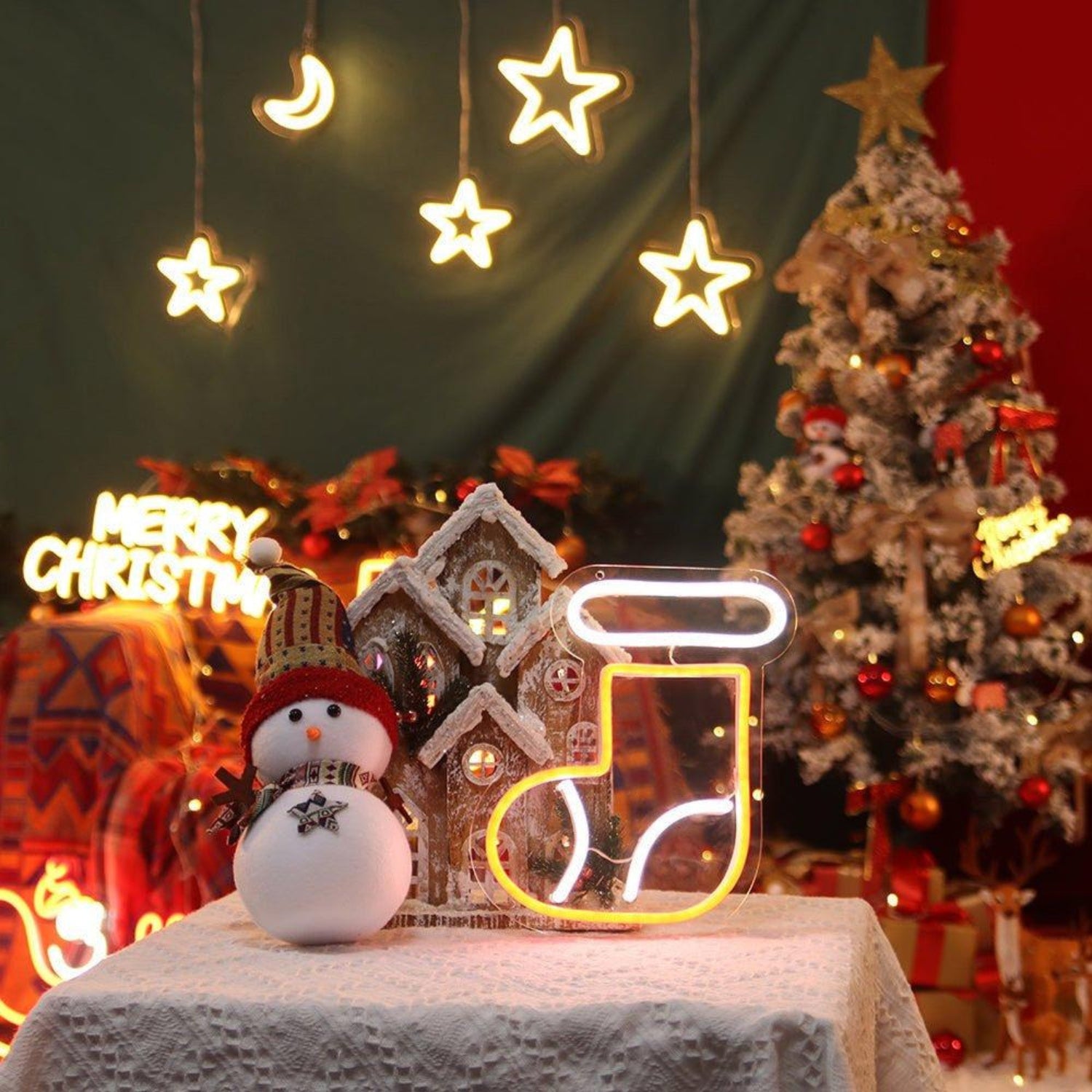 Warm Yellow Christmas Stocking Led Neon Sign For Indoor Holiday Decor | Shineneon