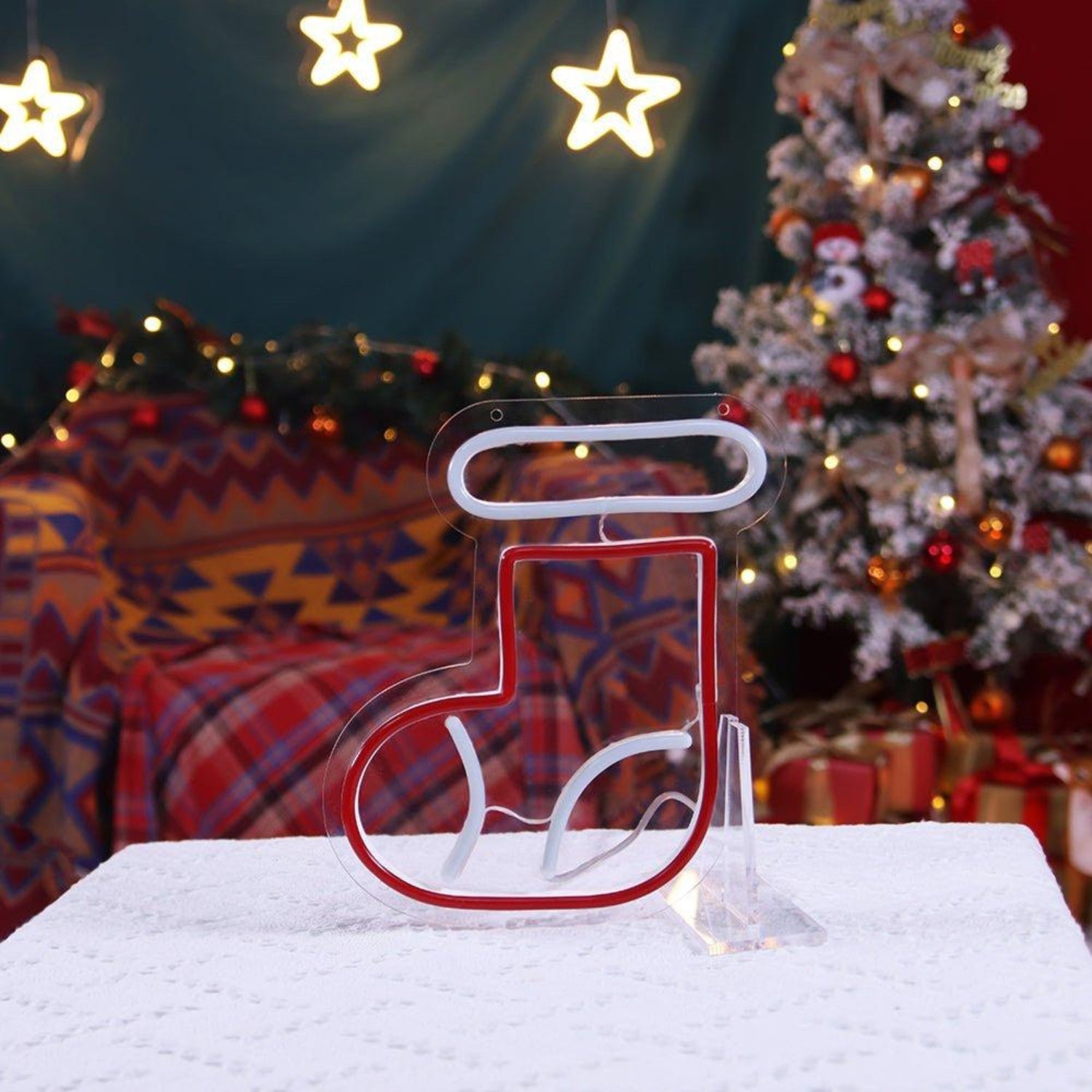 Warm Yellow Christmas Stocking Led Neon Sign For Indoor Holiday Decor | Shineneon