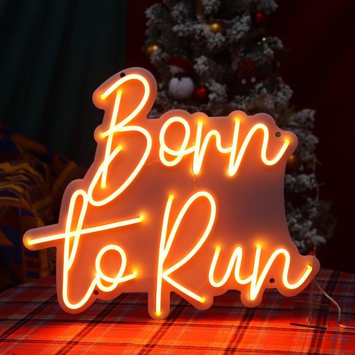 Warm Yellow Cursive Born To Run Led Neon Sign For Festive Home Decor | Shineneon