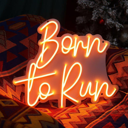 Warm Yellow Cursive Born To Run Led Neon Sign For Festive Home Decor | Shineneon