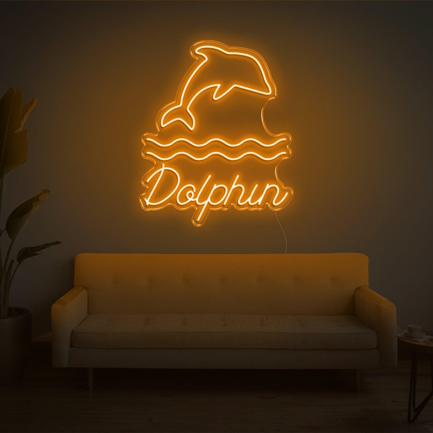 Warm Yellow Dolphin Wave Led Neon Sign For Home Decor | Shineneon