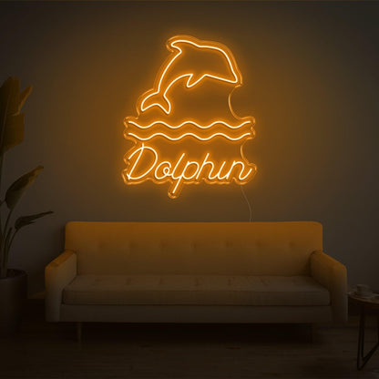 Warm Yellow Dolphin Wave Led Neon Sign For Home Decor | Shineneon