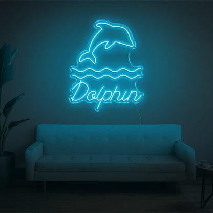 Warm Yellow Dolphin Wave Led Neon Sign For Home Decor | Shineneon