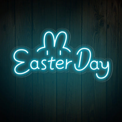 Warm Yellow Easter Day Bunny Led Neon Sign For Home Cafe Decor | Shineneon
