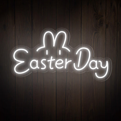 Warm Yellow Easter Day Bunny Led Neon Sign For Home Cafe Decor | Shineneon