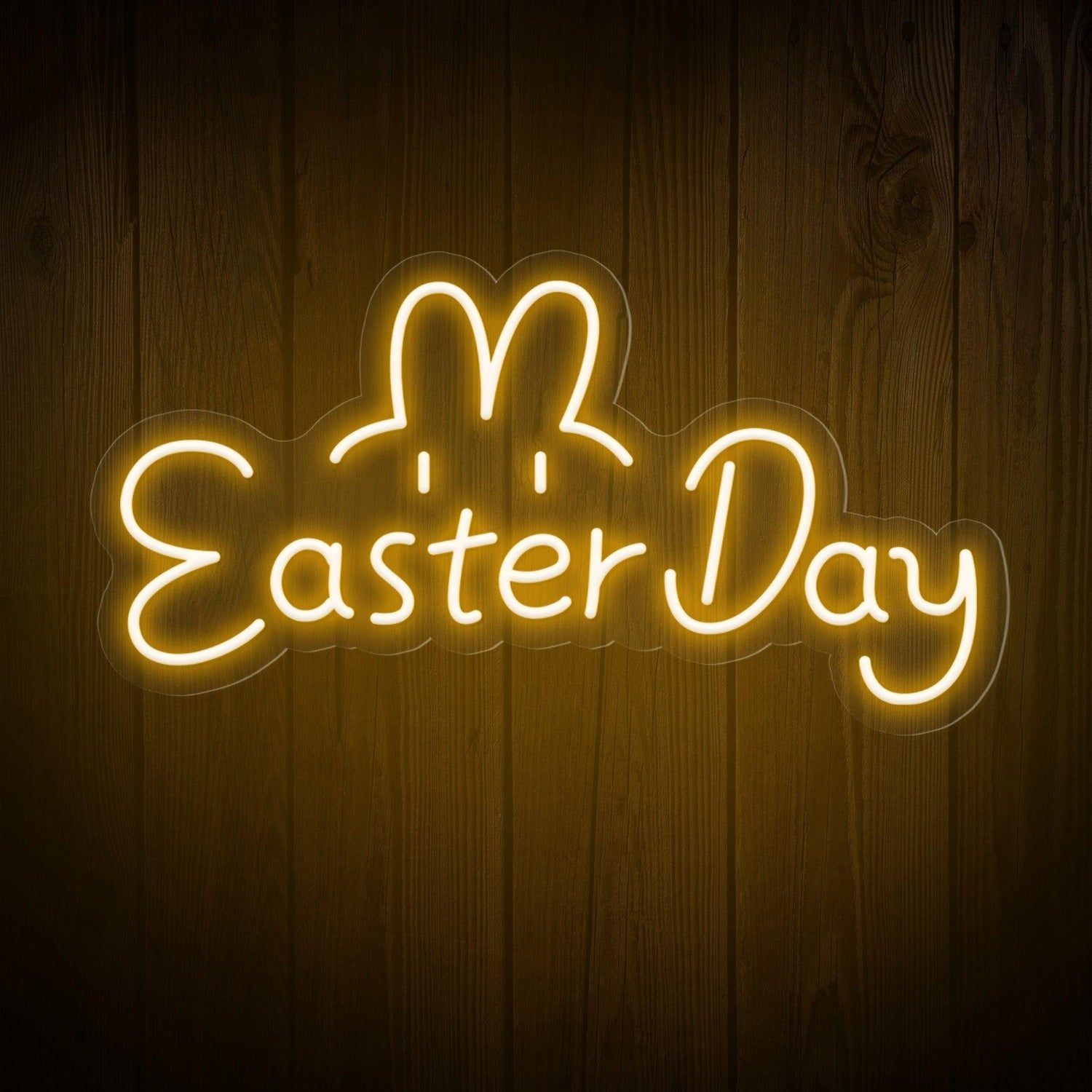 Warm Yellow Easter Day Bunny Led Neon Sign For Home Cafe Decor | Shineneon