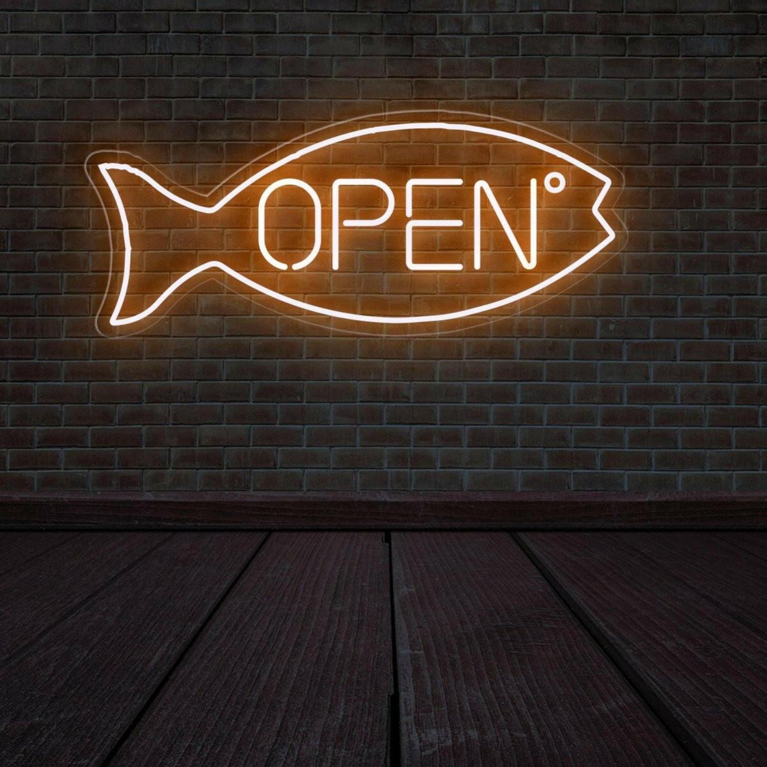 Warm Yellow Fish Open Led Neon Sign For Shop Business Decor | Shineneon