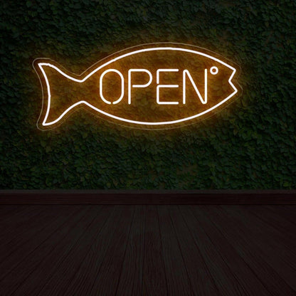 Warm Yellow Fish Open Led Neon Sign For Shop Business Decor | Shineneon