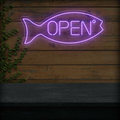 Warm Yellow Fish Open Led Neon Sign For Shop Business Decor | Shineneon