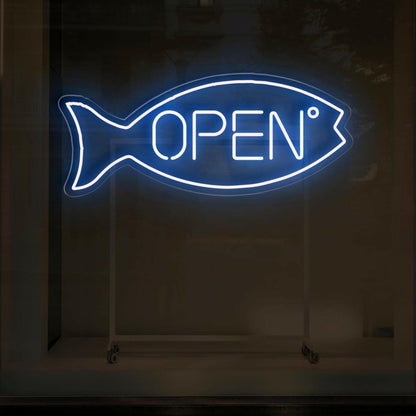 Warm Yellow Fish Open Led Neon Sign For Shop Business Decor | Shineneon