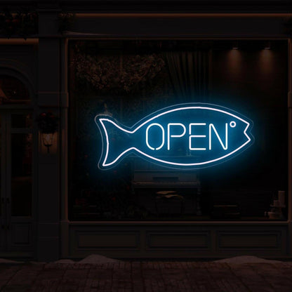 Warm Yellow Fish Open Led Neon Sign For Shop Business Decor | Shineneon