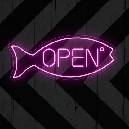 Warm Yellow Fish Open Led Neon Sign For Shop Business Decor | Shineneon