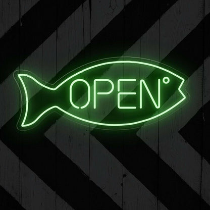 Warm Yellow Fish Open Led Neon Sign For Shop Business Decor | Shineneon