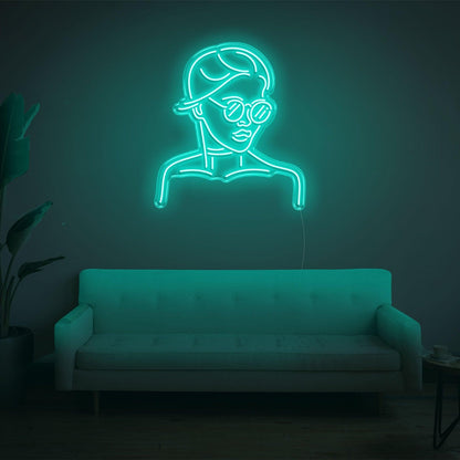 Warm Yellow Girl With Glass Led Neon Sign For Modern Home Decor | Shineneon