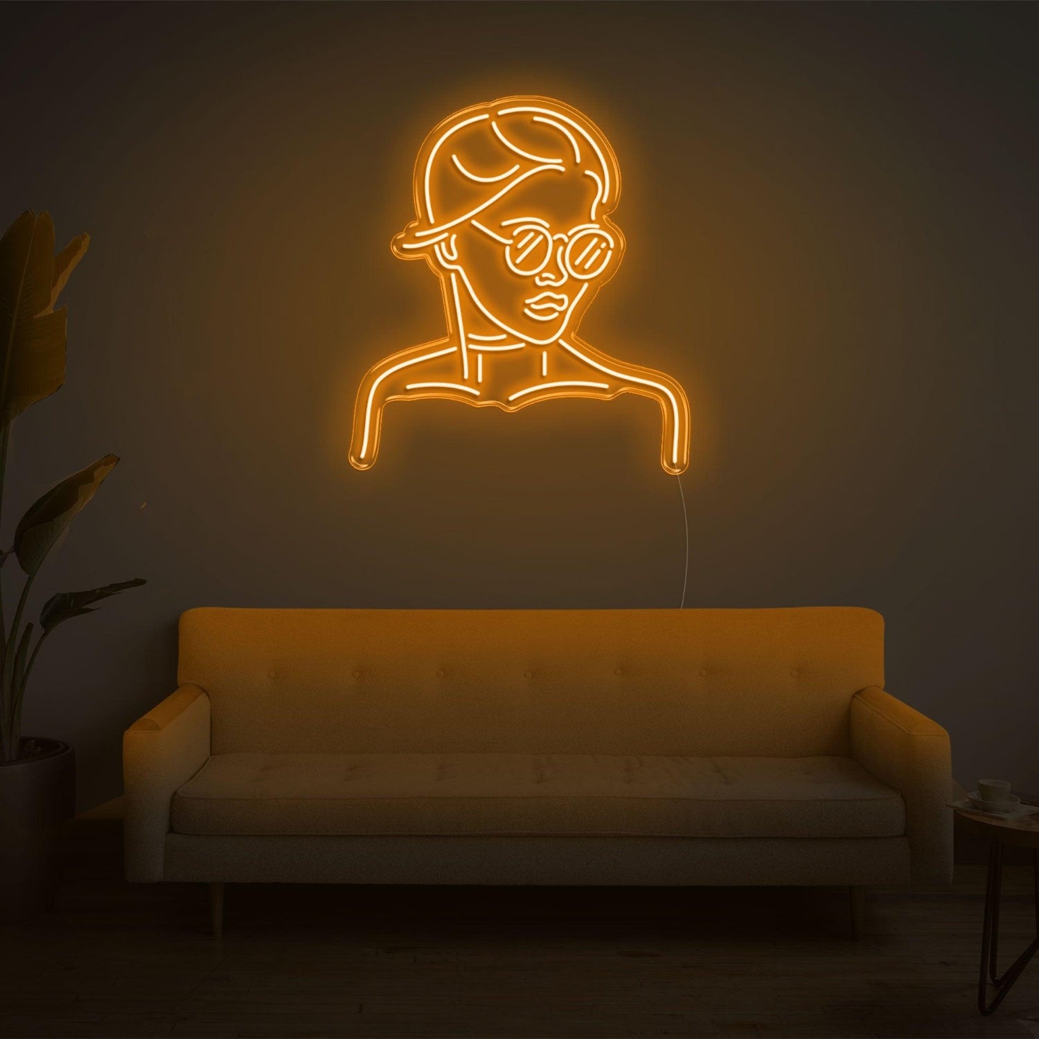 Warm Yellow Girl With Glass Led Neon Sign For Modern Home Decor | Shineneon
