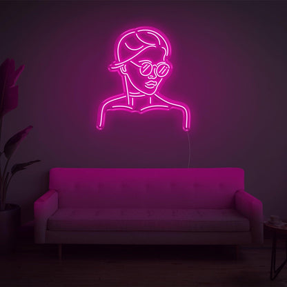 Warm Yellow Girl With Glass Led Neon Sign For Modern Home Decor | Shineneon