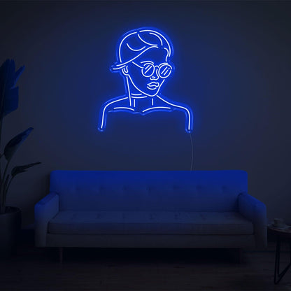 Warm Yellow Girl With Glass Led Neon Sign For Modern Home Decor | Shineneon