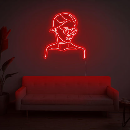 Warm Yellow Girl With Glass Led Neon Sign For Modern Home Decor | Shineneon