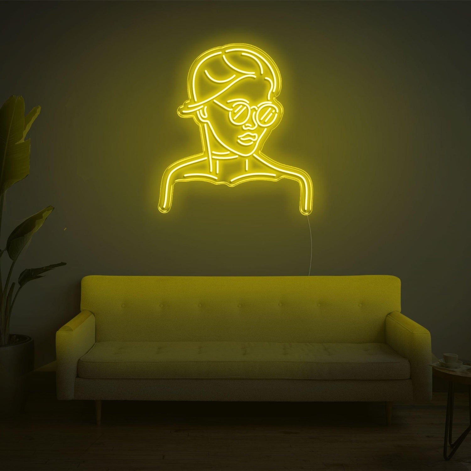 Warm Yellow Girl With Glass Led Neon Sign For Modern Home Decor | Shineneon