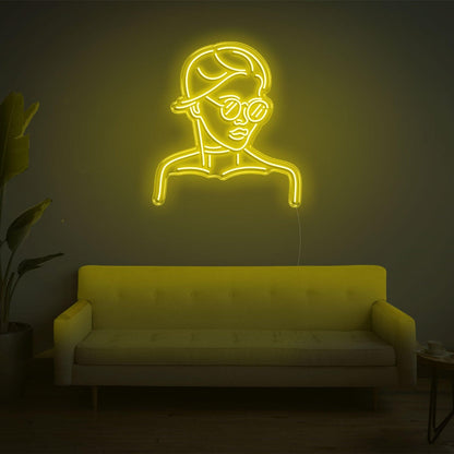 Warm Yellow Girl With Glass Led Neon Sign For Modern Home Decor | Shineneon