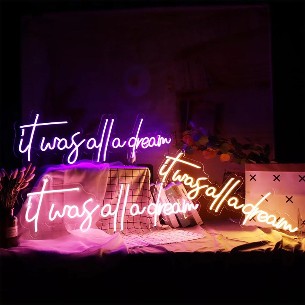 Warm Yellow Handwritten It Was All A Dream Led Neon Sign For Bedroom Decor | Shineneon