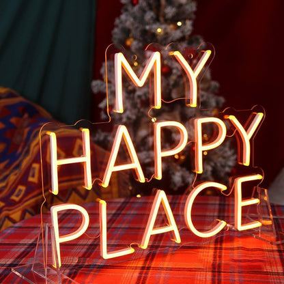 Warm Yellow My Happy Place Led Neon Sign For Christmas Home Party Decor | Shineneon