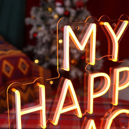 Warm Yellow My Happy Place Led Neon Sign For Christmas Home Party Decor | Shineneon