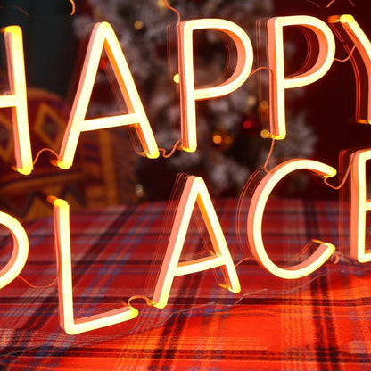 Warm Yellow My Happy Place Led Neon Sign For Christmas Home Party Decor | Shineneon