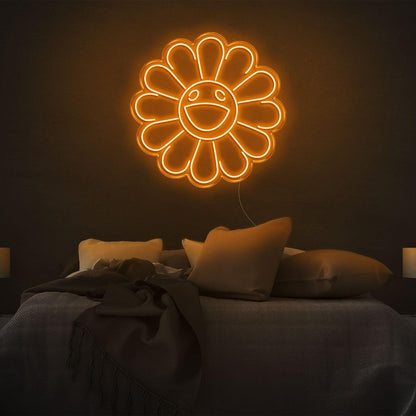Warm Yellow Smiling Flower Led Neon Sign For Bedroom Wall Decor | Shineneon