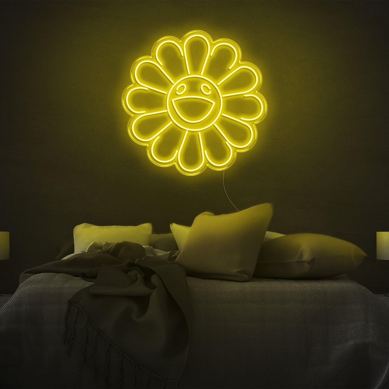 Warm Yellow Smiling Flower Led Neon Sign For Bedroom Wall Decor | Shineneon