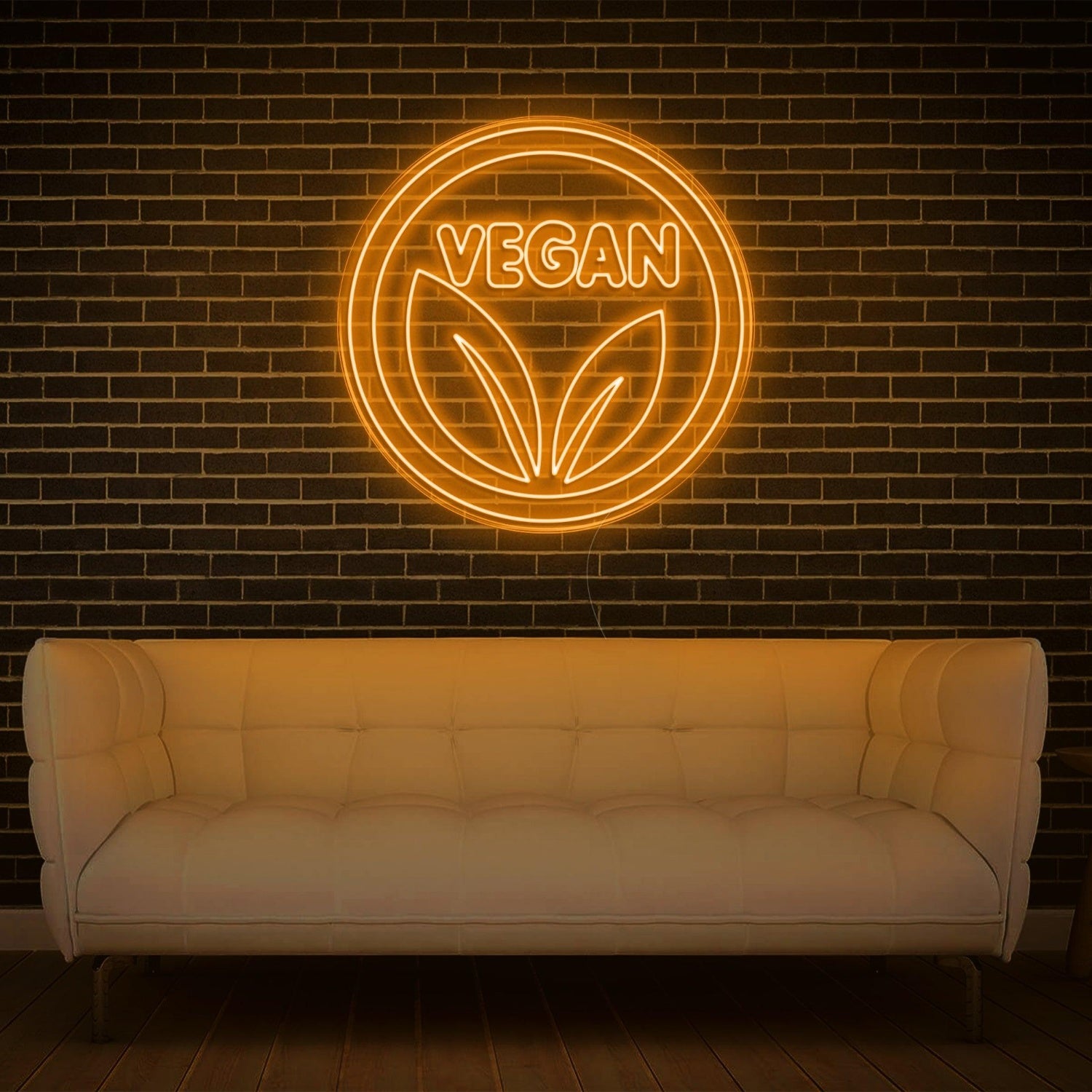 Warm Yellow Vegan Leaf Led Neon Sign For Restaurant Home Decor | Shineneon