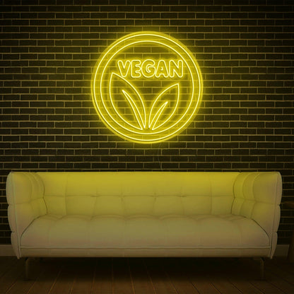Warm Yellow Vegan Leaf Led Neon Sign For Restaurant Home Decor | Shineneon