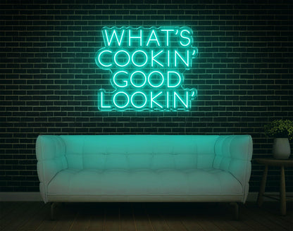Warm Yellow Whats Cookin Good Lookin Led Neon Sign For Kitchen Home Decor | Shineneon