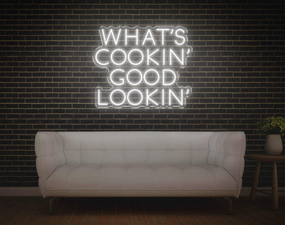 Warm Yellow Whats Cookin Good Lookin Led Neon Sign For Kitchen Home Decor | Shineneon