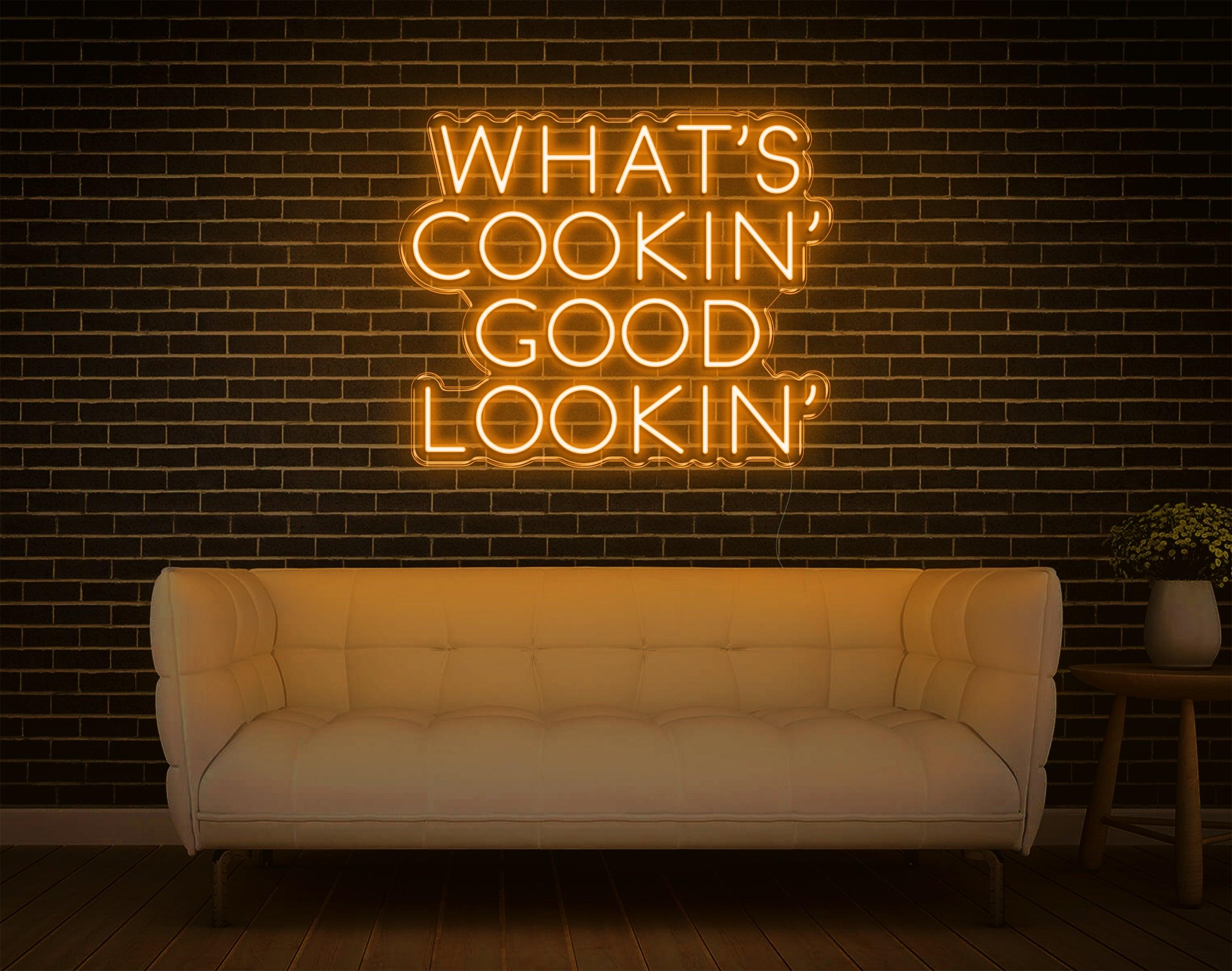 Warm Yellow Whats Cookin Good Lookin Led Neon Sign For Kitchen Home Decor | Shineneon