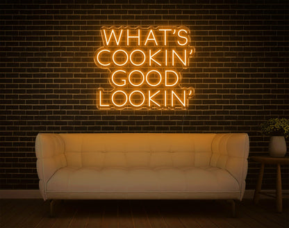 Warm Yellow Whats Cookin Good Lookin Led Neon Sign For Kitchen Home Decor | Shineneon