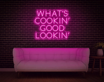 Warm Yellow Whats Cookin Good Lookin Led Neon Sign For Kitchen Home Decor | Shineneon