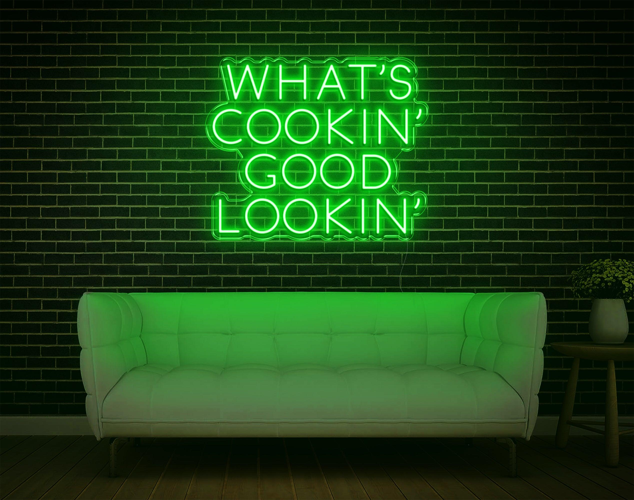 Warm Yellow Whats Cookin Good Lookin Led Neon Sign For Kitchen Home Decor | Shineneon