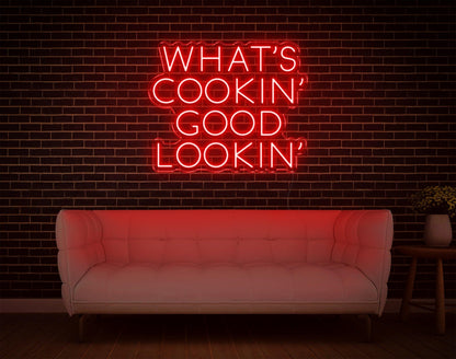 Warm Yellow Whats Cookin Good Lookin Led Neon Sign For Kitchen Home Decor | Shineneon