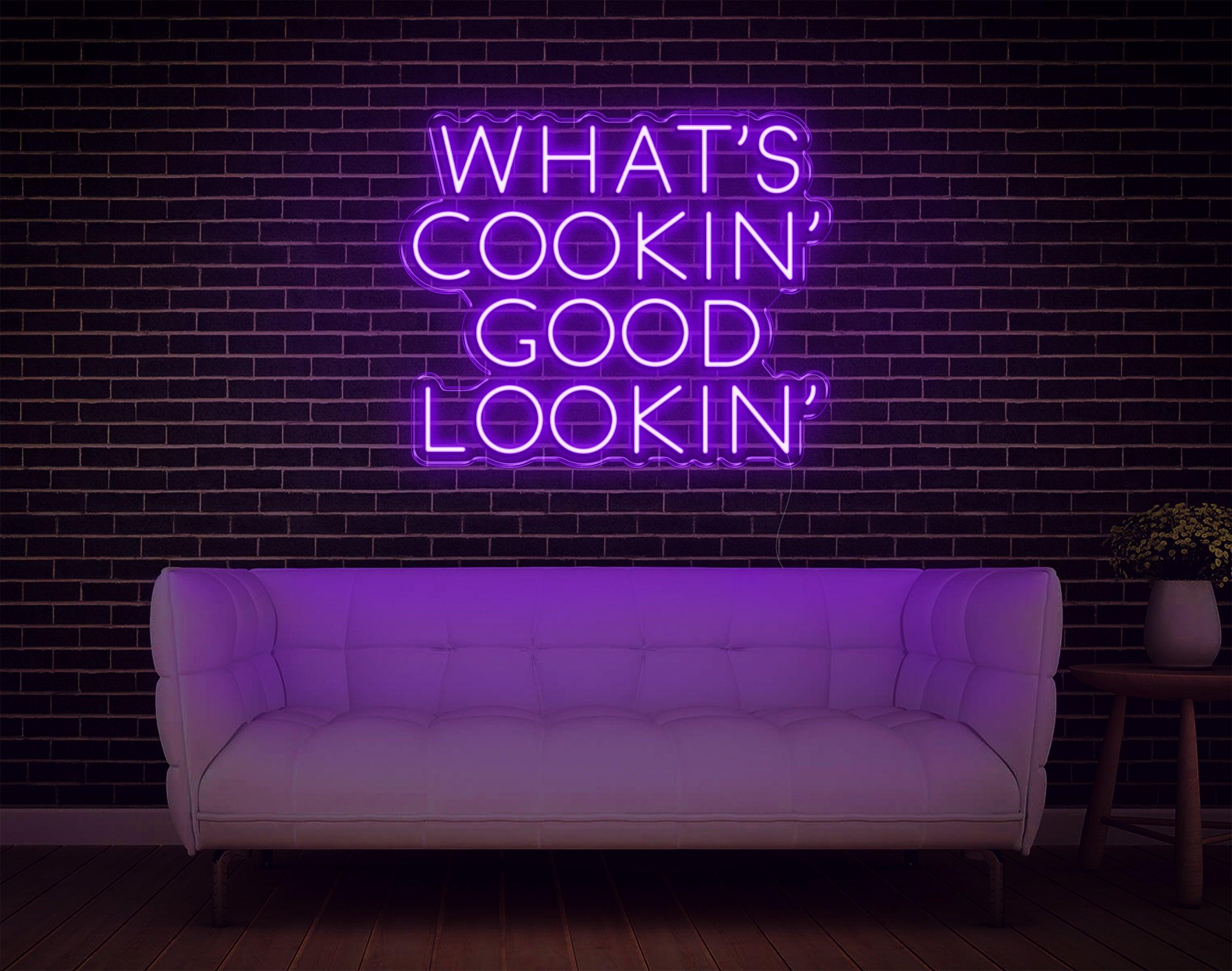 Warm Yellow Whats Cookin Good Lookin Led Neon Sign For Kitchen Home Decor | Shineneon